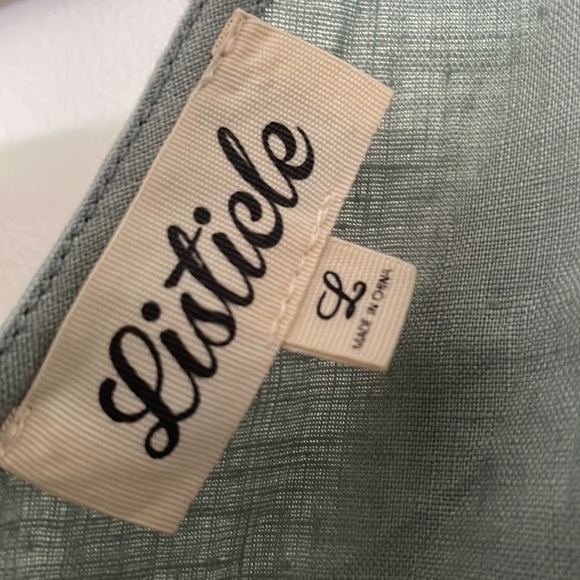 🌟HOST PICK🌟 NWOT Listicle Large Mint Green Linen Pinafore Jumper Apron Dress - Picture 8 of 9